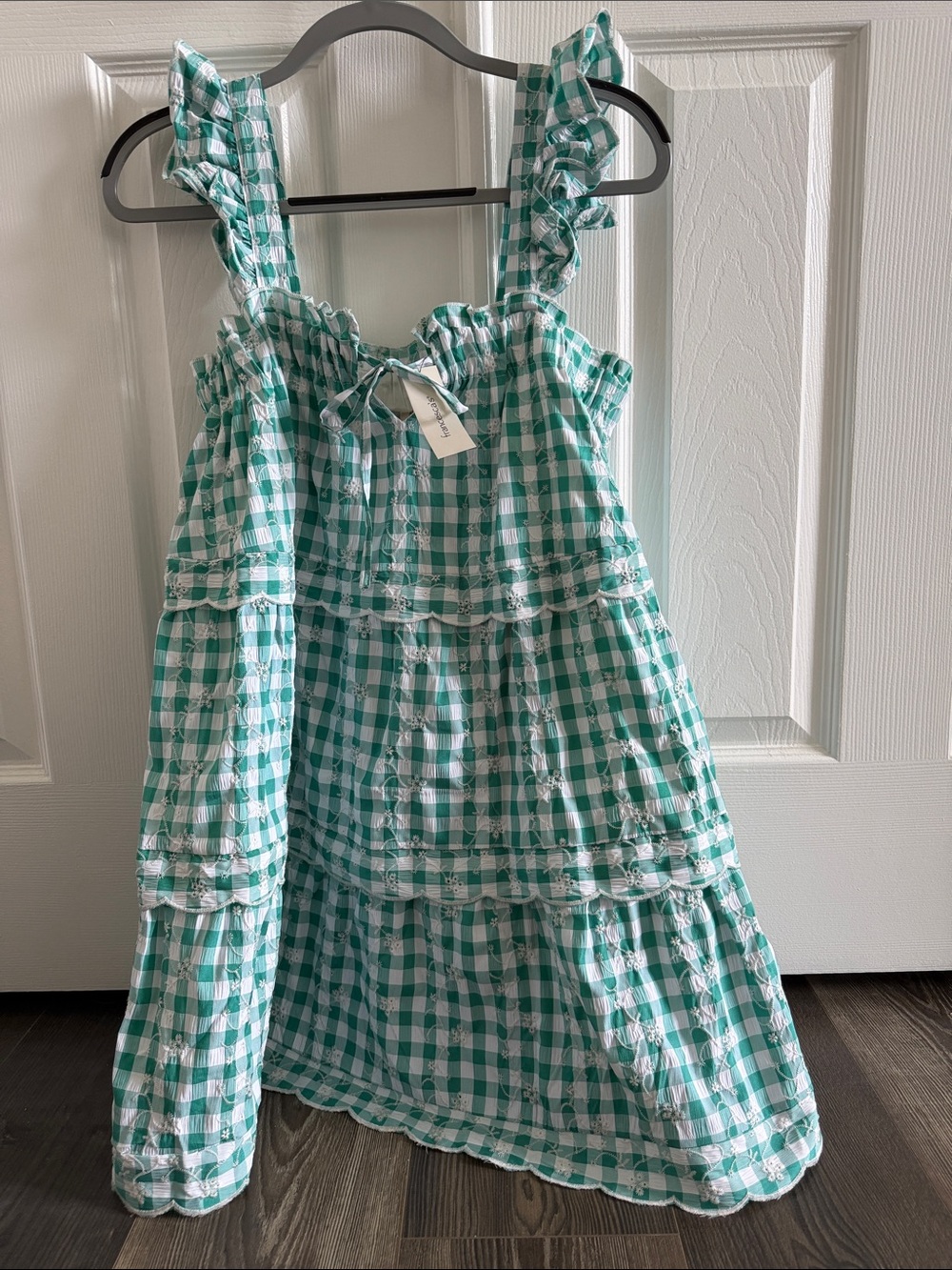 Francesca's Collections Mint Green and White Gingham Ruffle Sundress